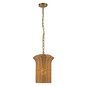 Preview: Elstead Kai Pendelleuchte E27 Gold gebürstet Stahl Rattan Ø29cm