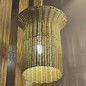 Preview: Elstead Kai Pendelleuchte E27 Gold gebürstet Stahl Rattan Ø29cm