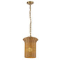Preview: Elstead Kai Pendelleuchte E27 Gold gebürstet Stahl Rattan Ø29cm