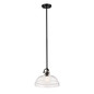 Preview: Elstead Hampton Pendel- und Deckenleuchte E27 Graphit Stahl Blasenglas Ø33cm Made in UK