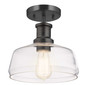 Preview: Elstead Notting Hill Pendel- und Deckenleuchte E27 Graphit Stahl Klarglas Ø25cm Made in UK