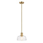 Preview: Elstead Notting Hill Pendel- und Deckenleuchte E27 Naturmessing lackiert Stahl Klarglas Ø25cm Made in UK