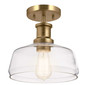 Preview: Elstead Notting Hill Pendel- und Deckenleuchte E27 Naturmessing lackiert Stahl Klarglas Ø25cm Made in UK