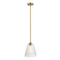 Preview: Elstead Windsor Pendel- und Deckenleuchte E27 Naturmessing lackiert Stahl Facettenglas Ø25cm Made in UK