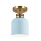 Preview: Elstead York Pendel- und Deckenleuchte E27 Naturmessing-Hellblau Stahl Ø17cm Made in UK