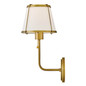 Preview: Elstead Clarke Wandleuchte E27 Dunkles Messing und Leinenschirm elfenbeinfarben Grauweiß