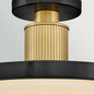Preview: Elstead Kieran LED Deckenleuchte dimmbar CCT warm-/neutralweiss 32W Schwarz-Messing Stahl Satinglas Ø36cm