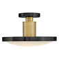 Preview: Elstead Kieran LED Deckenleuchte dimmbar CCT warm-/neutralweiss 32W Schwarz-Messing Stahl Satinglas Ø36cm