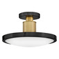 Preview: Elstead Kieran LED Deckenleuchte dimmbar CCT warm-/neutralweiss 32W Schwarz-Messing Stahl Satinglas Ø36cm
