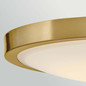 Preview: Elstead Kieran LED Deckenleuchte dimmbar CCT warm-/neutralweiss 32W Messing lackiert Stahl Satinglas Ø36cm