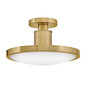 Preview: Elstead Kieran LED Deckenleuchte dimmbar CCT warm-/neutralweiss 32W Messing lackiert Stahl Satinglas Ø36cm