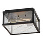 Preview: Elstead Monte Außendeckenleuchte 2-flammig E27 IP44 Schwarz Alu Schliffglas 31cm