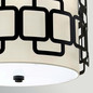 Preview: Elstead Sabina Pendelleuchte 3-flammig E27 Schwarz Stahl Stoffschirm Ø38cm Made in UK