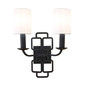 Preview: Elstead Sabina Wandleuchte 2-flammig E14 Schwarz Stahl Stoffschirm 42cm Made in UK