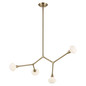 Preview: Elstead Cassius LED Pendelleuchte 4-flammig G9 Champagnerbronze Stahl Opalglas 100cm