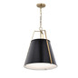 Preview: Elstead Etcher Pendelleuchte 2-flammig E27 Schwarz-Messing Stahl Satinglas Ø46cm