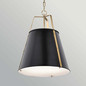 Preview: Elstead Etcher Pendelleuchte 2-flammig E27 Schwarz-Messing Stahl Satinglas Ø46cm