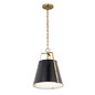 Preview: Elstead Etcher Pendelleuchte E27 Schwarz-Messing Stahl Satinglas Ø33cm