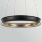 Preview: Elstead Larousse LED Pendelleuchte dimmbar warmweiss 74W Schwarz-Messing Stahl Ø75cm