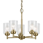 Preview: Elstead Winslow Kronleuchter E27 5-fach Naturmessing Glas mit Luftbläschen
