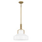 Preview: Elstead Brecken Pendelleuchte E27 2-fach Gealtertes Messing und Opalglas-Schirm mit Einfassung Opalglas