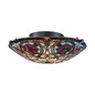 Preview: Elstead Larissa Tiffanyglas Deckenleuchte 2-flammig E27 Vintage-Bronze Stahl Ø42cm