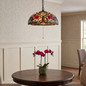 Preview: Elstead Larissa Tiffanyglas Pendelleuchte 3-flammig E27 Vintage-Bronze Stahl Ø39cm