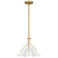 Preview: Elstead Mejia Pendelleuchte E27 Antik-Messing, strukturierter weißer Stahlschirm Weiß texturiert