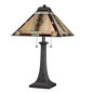 Preview: Elstead Navajo Tischlampe E27 2-fach Bronze und Kunstglas-Schirm Tiffanyglas