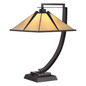 Preview: Elstead Pomeroy Tischlampe E27 Western Bronze mit Kunstglas Schirm Tiffanyglas