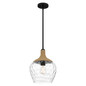 Preview: Elstead Royer Pendelleuchte E27 Mattschwarz mit Naturseil und Schirm aus mungeblasenem Glas Stahl, Glas klar
