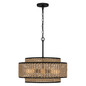 Preview: Elstead Teton Pendelleuchte E27 5-fach Mattes Schwarz Stahl, naturfarben