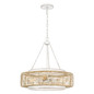 Preview: Elstead Waylon Pendelleuchte E27 4-fach Antik-Weiß Papierseil naturfarben
