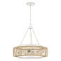 Preview: Elstead Waylon Pendelleuchte E27 4-fach Antik-Weiß Papierseil naturfarben