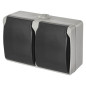 Preview: Emos Steckdose doppelt IP44 Aufputz Grauschwarz A1396.1