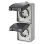 Preview: Emos Steckdose doppelt vertikal IP44 Aufputz Grauschwarz A1396.3