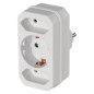 Preview: Emos Steckdosenadapter 2x Euro+1x Schutzkontakt Weiß P00272