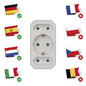 Preview: Emos Steckdosenadapter 2x Euro+1x Schutzkontakt Weiß P00272