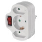 Preview: Emos Steckdosenadapter 2x Euro+1x Schutzkontakt mit Schalter Weiß P00282
