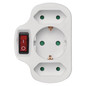 Preview: Emos Steckdosenadapter 2x Euro+1x Schutzkontakt mit Schalter Weiß P00282