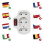 Preview: Emos Steckdosenadapter 2x Euro+1x Schutzkontakt mit Schalter Weiß P00282