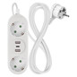 Preview: Emos Verlängerungskabel 2-fach 2xUSB-A+1xUSB-C 1,4m Weiß P02214E