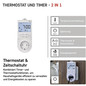 Preview: Emos Steckdosenthermostat 2in1 mit digitaler Zeitschaltuhr Schutzkontakt P5660SH