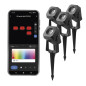 Preview: Emos LED Außenstrahler Set GoSmart Starter-Set RGBIC 4-teilig 7W CCT warm-/tageslichtweiss 3000K/6500K dimmbar WiFi IP65 Schwarz ZIW194R