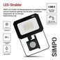 Preview: Emos LED Fluter mit Bewegungsmelder Simpo 20W neutralweiss 4000K IP44 Schwarz Aluminium 11x16cm ZS2323