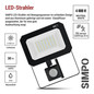 Preview: Emos LED Fluter mit Bewegungsmelder Simpo 30W neutralweiss 4000K IP44 Schwarz Aluminium 14x17,5cm ZS2333