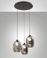 Preview: Fabas Luce Pendelleuchte Infinity E27 3-flammig Smartluce Grau transparent Metall Glas Ø58cm