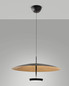 Preview: Fabas Luce LED Pendelleuchte Yuko 40W dimmbar 3000K warmweiss Goldfarbenes Blattdekor/Schwarz Metall Ø60cm