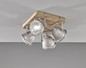 Mobile Preview: Fischer & Honsel Old Shabby Chic Deckenleuchte, vintage Lampe 4-fach GU10 Glas geriffelt antik 20277