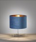 Preview: Fischer & Honsel Aura Design-Tischlampe E27 Stoffschirm blau samt gold 50399
